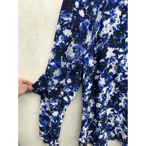 LAUREN RALPH LAUREN Size Large Blouse Floral Print Georgette Blue $89 MSRP - Picture 4 of 9